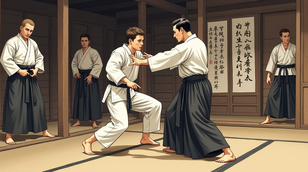 Flux Dev A young William Fairbairn in early 1900s Japan practi 1