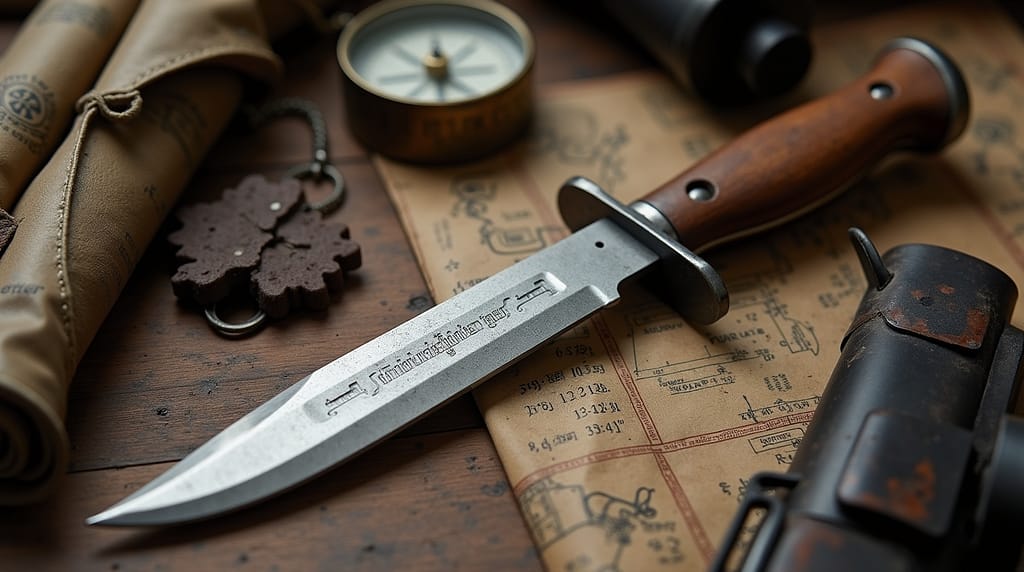Flux Dev Closeup of the FairbairnSykes fighting knife on a wor 1