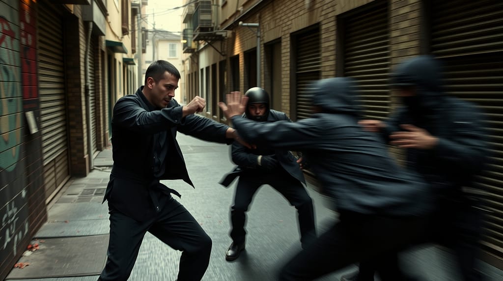 Flux Schnell Defensive Action SequenceMartial artist defending 1