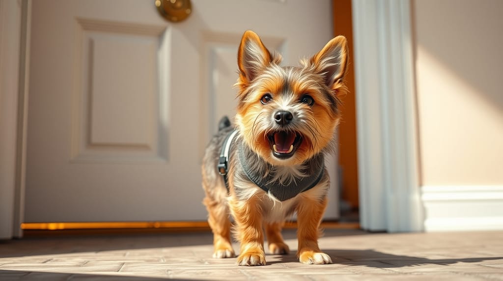 Flux Schnell A small energetic terrier with a fluffy brown coa 1
