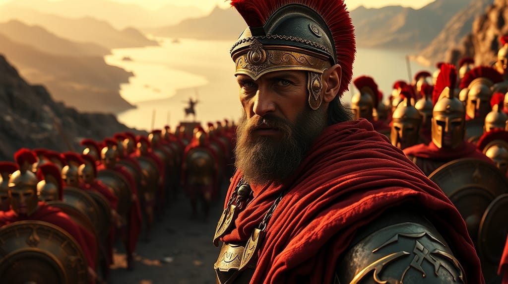 Flux Schnell Battle of Thermopylae King Leonidas with a strong 1