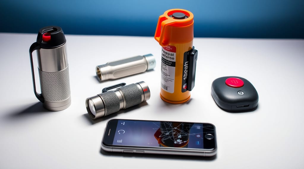 Flux Schnell Tabletop arrangement of nonlethal defense items i 1