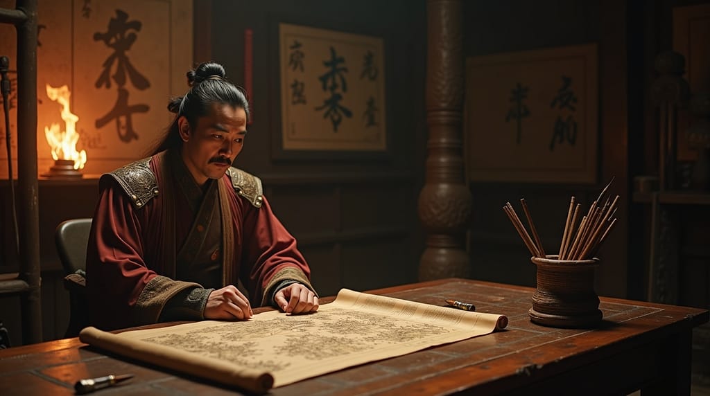 Flux Dev Ancient Chinese military strategist studying battle m 1