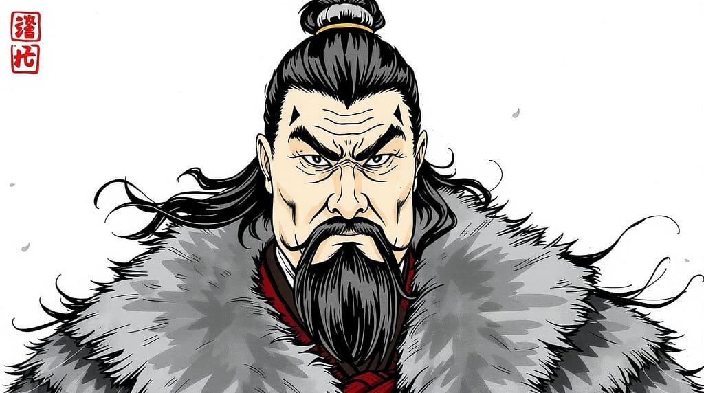 Flux Schnell Portrait of Genghis Khan in sumianime style Stron 1