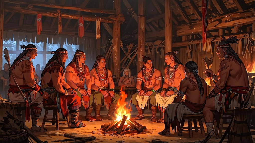 Leonardo Anime XL A group of Iroquois leaders in traditional c 0
