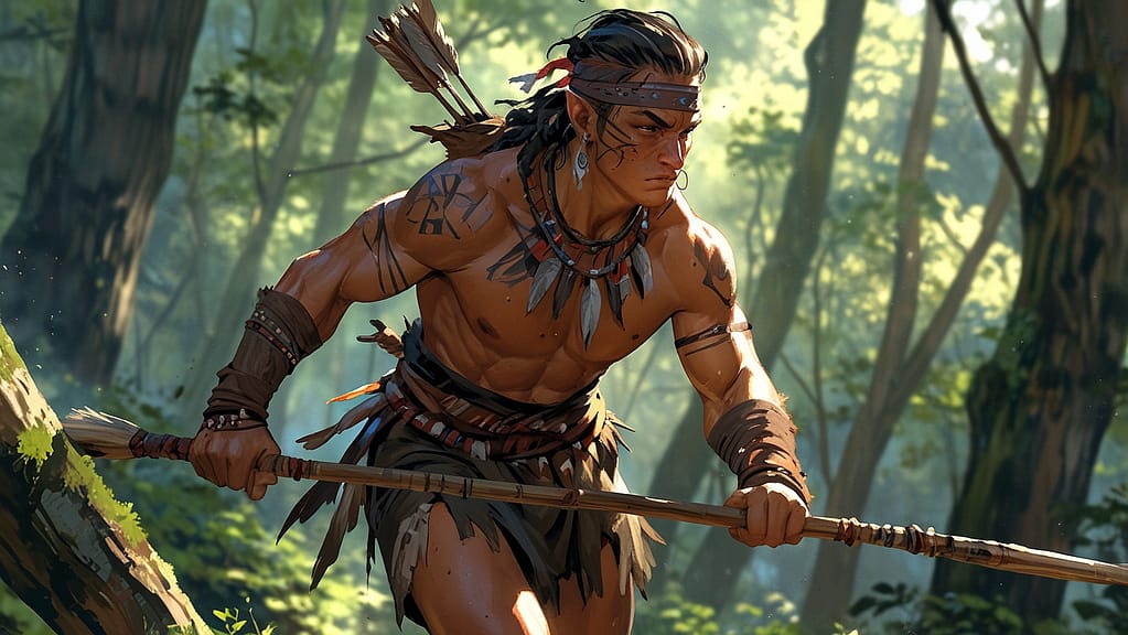 Leonardo Anime XL An Iroquois warrior moving quietly through f 1
