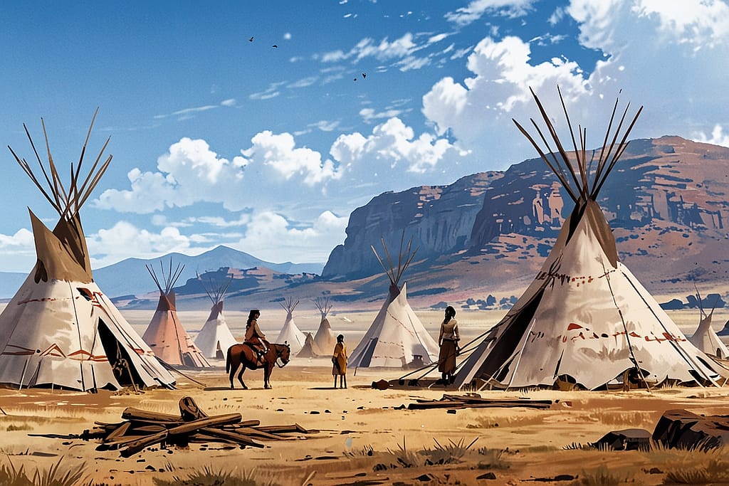 Leonardo Anime XL A Comanche camp on the open plains several t 1